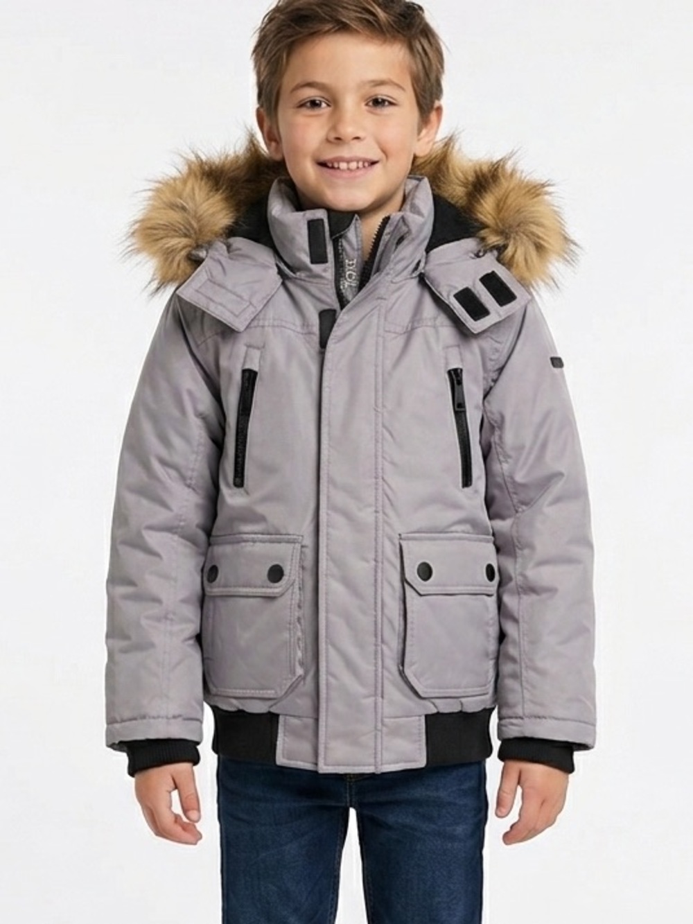 NWT Rocawear Boys Heavyweight Hooded Winter Coat Grey Size S (8)